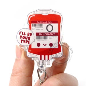 Acrylic Blood Bag Badge Reel, Phlebotomy, ICU Nurse, Nursing Student, Transfusion, OR Nurse, Medical Surgical, ED Nurses Week Gift Cute