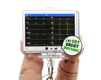 Great Rhythm Funny Acrylic Badge Reel for Cardiac Nurses, Cardiology EKG Tech Electrocardiogram ICU Med Surg Doctor Medical, Nursing Student