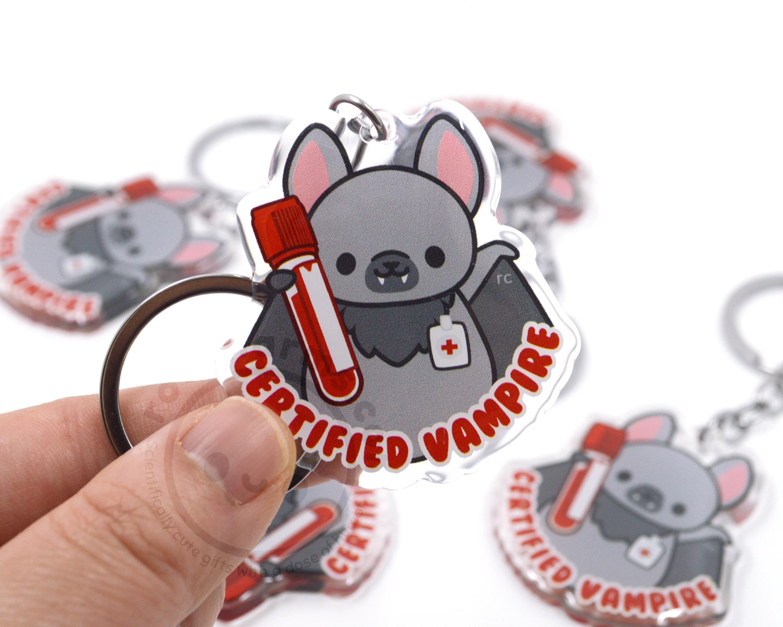 Certified Vampire 2in Bat Acrylic Keychain for Nurses
