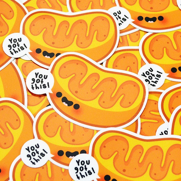 Motivational Mitochondria Vinyl Sticker, Biology Sticker, Chemistry Sticker, Cute Sticker, Science Sticker, Laptop Decal, roocharms