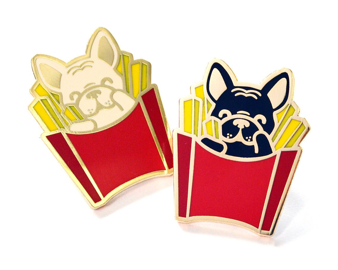 Frenchie Fries Enamel Pin, Frenchie Pin, French Bulldog Pin, Cute Ena…