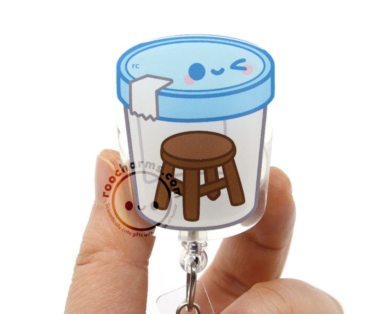 Stool Sample Cute Acrylic Badge Reel for Lab Techs, Nurses, Nursing Students, Medical Assistants, Nursing Assistants, Lab Week Gift, MLT MLS Glued Permanently