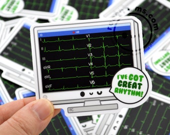 Great Rhythm EKG Funny Sticker for Nurses, Nursing Students, Cardiology, Doctor, Medical Student, Cardiac RN, ICU, Med Surg, Nursing Student