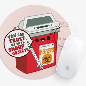 Sharps Container Mouse Pad for Nurses, Phlebotomists, Phlebotomy Techs, Phlebotomy Students, MLS, MLT, Medical Lab Scientist, Lab Week Gifts