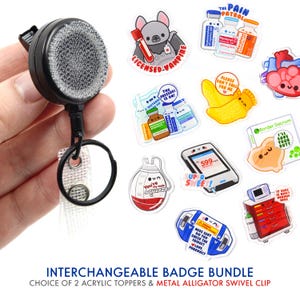 Metal Swivel Clip Interchangeable Badge Bundle, Nurse ID Holder, Pharmacist Gift, Nursing Student, Pharmacy Tech, Phlebotomist, RT PT