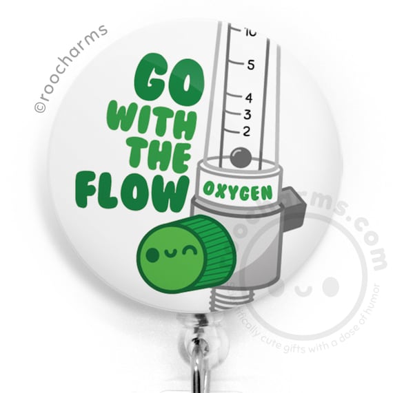 Go With The Flow Badge Reel, Respiratory Therapist Gift, RT Lanyard, ICU  Nurse ID Holder, Med Surg Healthcare Worker, Doctor Medical Student