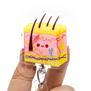 Skin Cross Section Badge Reel for Wound Care Nurses, Skin Team, Dermatology, Dermatologist, Pathology, Healthcare Anatomy, Lab Tech, MLS MLT