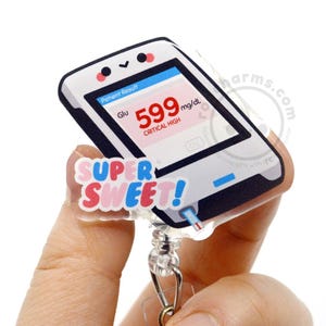 Glucometer Acrylic ID Badge Reel for Nurses, Nursing Students, Cute Funny Nursing Assistant Gift CNA Medical Students ICU Healthcare Lanyard