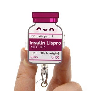 Insulin Acrylic Badge Reel for Nurses, Nursing Students, Pharmacists, Pharmacy Tech, Medical Students, Doctors, Physician, Med Surg ICU CPhT