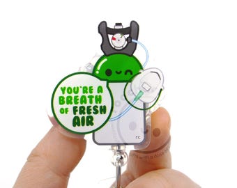 Oxygen Tank Funny Badge Reel for Respiratory Therapists, RT Week Appreciation Gift, Nurses, Nursing, Rapid Response, ID Lanyard ICU Med Surg