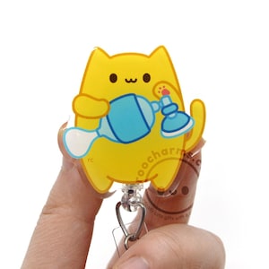Porta credenciales acrílico con diseño de gato para terapeutas respiratorios, RT, enfermeros, estudiantes de enfermería, RRT, personal médico, médicos, atención médica, técnicos veterinarios, veterinarios