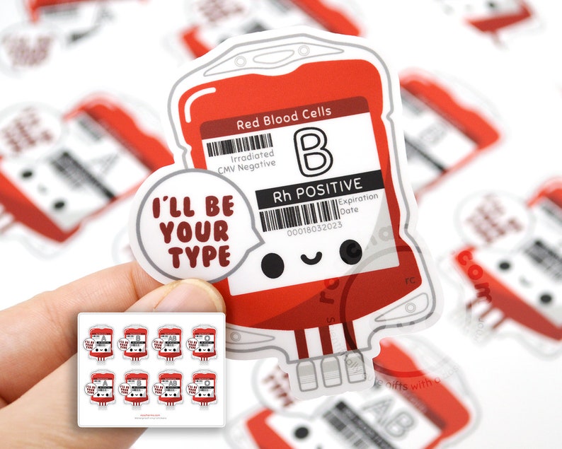 Set of Blood Bank Bag Vinyl Stickers for Nurses, Nursing Students ...