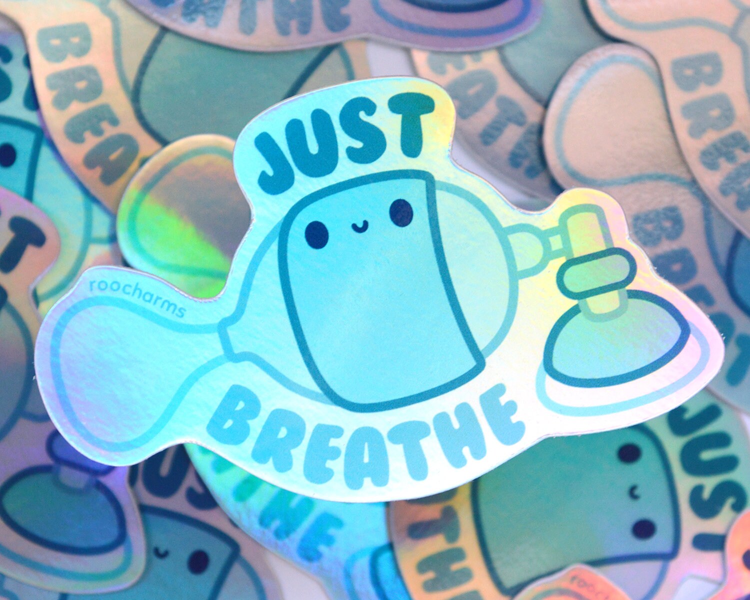 Just Breathe Holographic Sticker, Respiratory Therapy, CRNA, Anesthes…