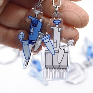 Small Pipettes Keychain, Cute Lab Week Gift, MLS, MLT, Researcher, Scientist, Biologist Lab Tech Chemistry STEM Graduation Stocking Stuffer
