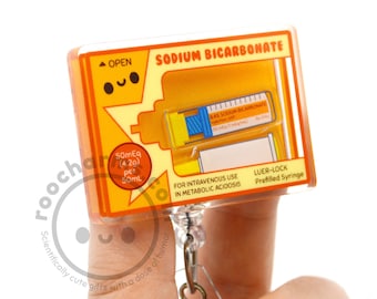 Sodium Bicarbonate Shaker Badge Reel for Nurses, RRT, Rapid Response, Emergency Medicine, Pharmacy Tech, Crash Cart, Nursing Medical Student