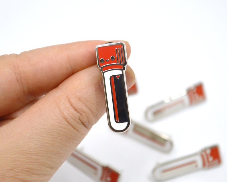 Blood Tube Enamel Pin for Nurses, Phlebotomists, Phlebotomy Techs, MLS MLT, Medical Assistant, IV Team, Blood Bank, Med Surg, Healthcare Red