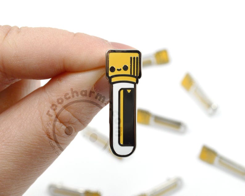 Blood Tube Enamel Pin for Nurses, Phlebotomists, Phlebotomy Techs, MLS MLT, Medical Assistant, IV Team, Blood Bank, Med Surg, Healthcare Yellow