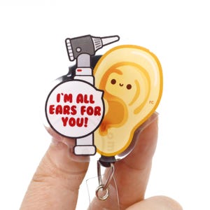 Ears For You Audiology Badge Reel for Audiologists, AuD Students, New Graduates, ENT Doctors, Medical Students, Otoscope, Cute Pun Lanyard