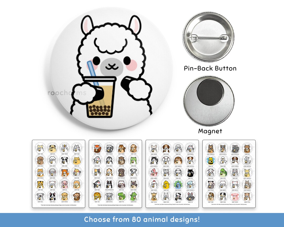 Bubble Tea Button, Boba Fridge Magnet, Cute Animal Gift, Decor, Vet ...