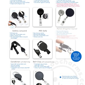 The image is a collection of various items, including a belt clip, a safety lanyard, a metal alligator swivel, a carabiner with a belt clip, and a standard belt clip. The image does not contain any text, and the descriptions provided are general and not specific to any particular item.