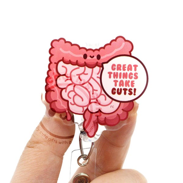 Great Things Take Guts Badge for Nurses, RD Students, GI Clinic, Endoscopy, Intestines Nutritionist, Registered Dietitian Gastroenterologist