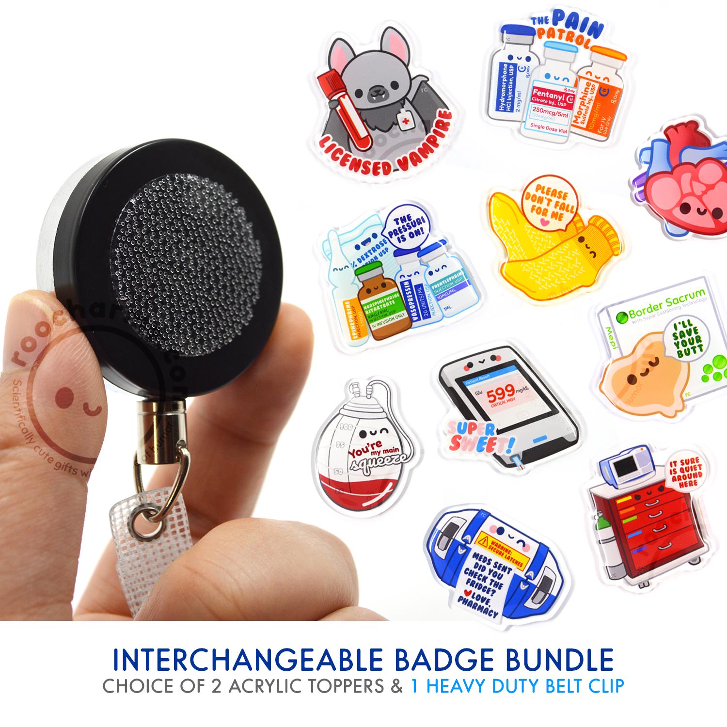 WIRESTER Acrylic Reel ID Holder Belt Clip Badge Retractable With Alligator Clip For Office Worker Medical Staffs, Nurse, Doctor, Teacher, Student - Angry Hippo Hippopotamus (S2 - View #8