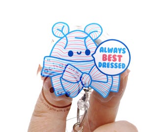 Best Dressed Bow ID Badge Reel for NICU Nurses, Postpartum, Mother Baby, Nursing Student, Pediatric RN, Labor Delivery, Doctor Medical Gift