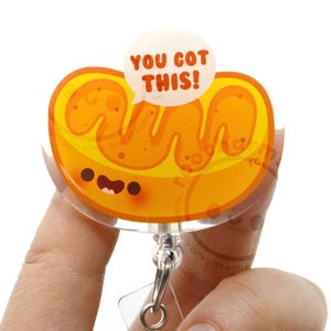 Motivational Mitochondria Acrylic Badge Reel, Lab Tech ID Holder, MLS, MLT, Medical Laboratory Scientist, Science Lanyard Cute Lab Week Gift image 1