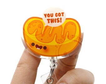 Motivational Mitochondria Acrylic Badge Reel, Lab Tech ID Holder, MLS, MLT, Medical Laboratory Scientist, Science Lanyard Cute Lab Week Gift