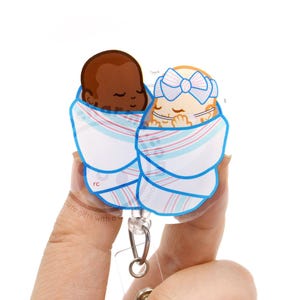 Baby Swaddle ID Badge Reel for Mother Baby Unit, Postpartum Nurses, NICU, Labor Delivery, Neonatologist Obstetrics Nursing Student roocharms