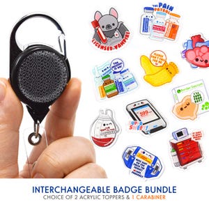 Interchangeable Badge Bundle with Carabiner, Nurse ID Holder, Pharmacist Gift, Nursing Student, Pharmacy Tech, Phlebotomist, RT PT Dietitian