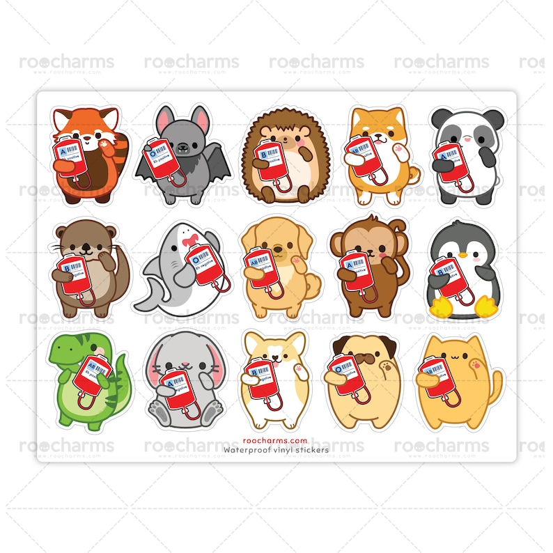 Set of Blood Bag Animal Designs for Scientists, MLS, MLT, Lab Techs ...