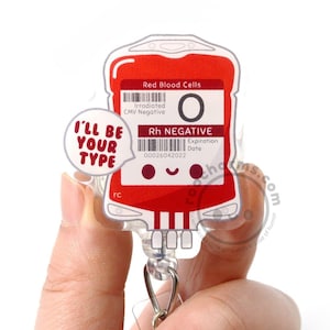 Acrylic Blood Bag Badge Reel, Phlebotomy, ICU Nurse, Nursing Student, Transfusion, OR Nurse, Medical Surgical, ED Nurses Week Gift Cute