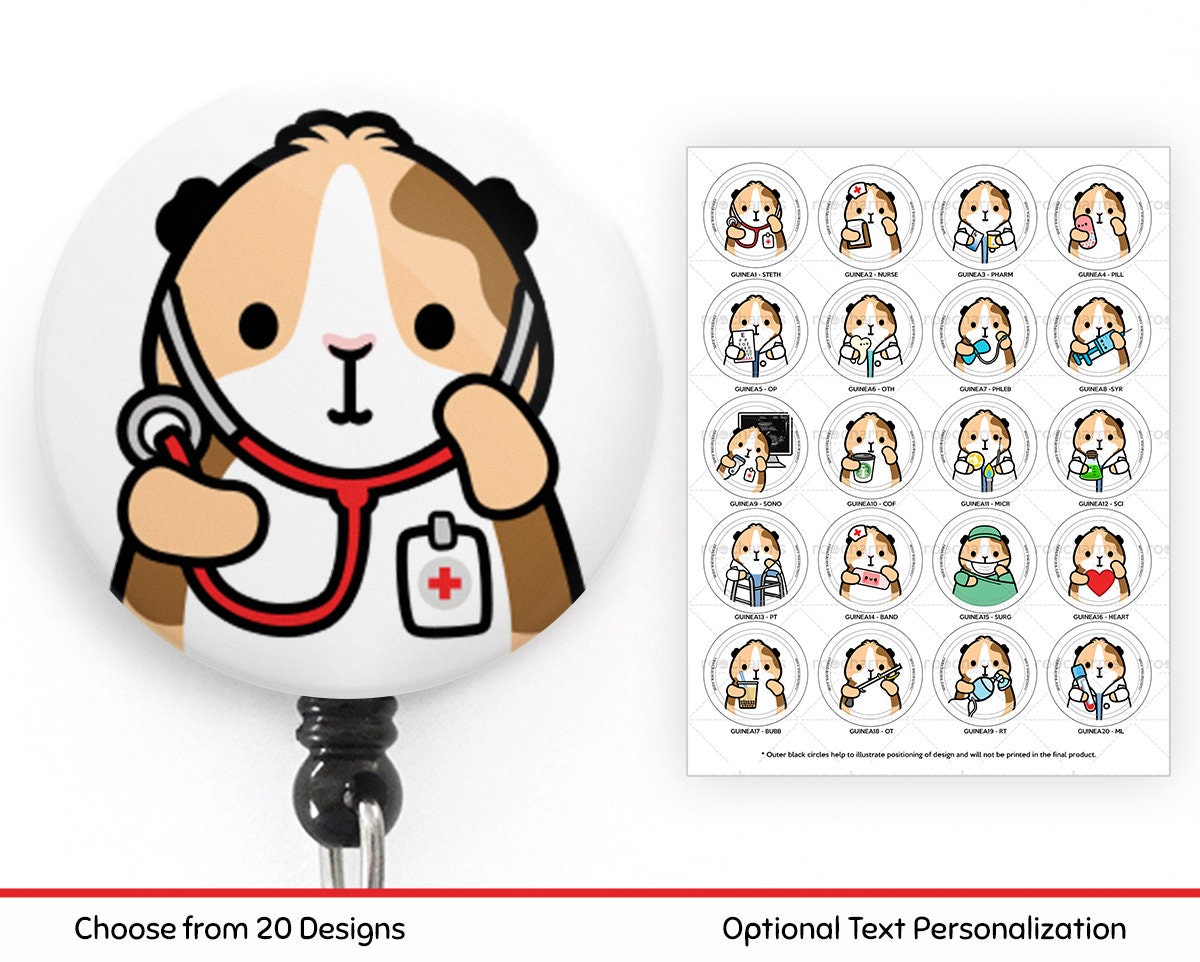 Guinea Pig Badge Reel, ID Lanyard, Veterinarian, Vet Tech, Nurse, Nur…