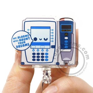 Infusion Pump Acrylic ID Badge Reel for Infusion Nurses, Nursing Students, ICU, Med Surg RN, Funny Nurses Week Gift, Chemotherapy, roocharms