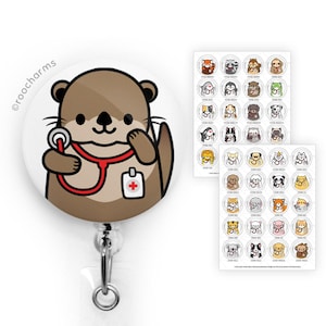 Stethoscope Animal Badge Reel, Doctor Lanyard, Nurse ID Holder, Veterinarian, Vet Tech, Cute Nurses Week, Nursing Student, PA, NP, Medical