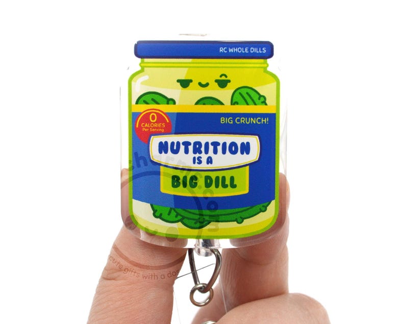 Nutrition Is A Big Dill Acrylic ID Name Badge Holder for Registered Clinical Dietitians, RDs, Cute Dietetic Student Gift, Food Pickle image 1