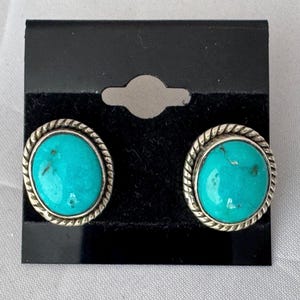 Medium oval turquoise earrings