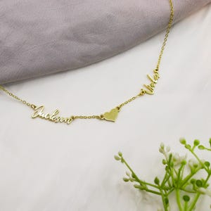 Collar con dos nombres personalizado, collar con dos nombres y corazón, collar con dos nombres, joyería personalizada, regalo para ella, regalo de Navidad, regalo con nombre