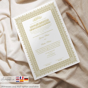 Certificado de Nikkah – Contrato matrimonial islámico editable y personalizado, plantilla digital (A3 y A4)