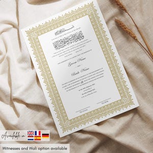 Certificado de Nikkah – Contrato matrimonial islámico editable y personalizado, plantilla digital (A3 y A4)
