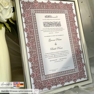 Deutsch Nikkah Zertifikat islamischer Ehevertrag personalisierte muslimische Heiratsurkunde