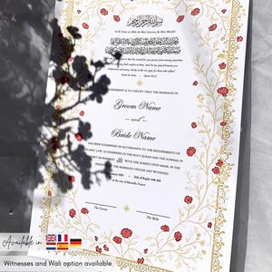 Nikkah Certificate – Editable Marriage Contract, Custom Digital Islamic Nikkah Nama A3 A4