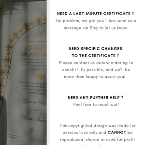 May include: A white background with black text explaining what you need to know about a last-minute certificate, specific changes to the certificate, and further help. The text also states that the design is copyrighted and cannot be reproduced, shared, or used for profit. The text includes the words "Enayar Creation".