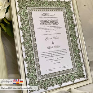 Deutsch Nikkah Zertifikat Digital islamischer Ehevertrag personalisierte muslimische Heiratsurkunde