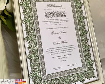 Nikkah Certificate – Editable Marriage Contract, Custom Digital Islamic Nikkah Nama A3 A4