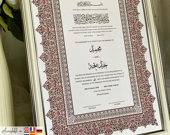 Certificat de mariage religieux en français en format numérique à imprimer