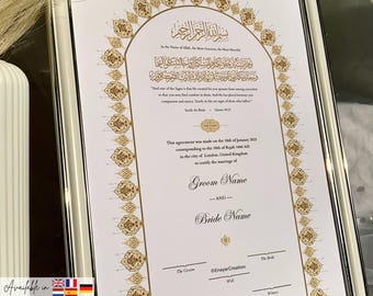 Nikkah Certificate – Editable Marriage Contract, Custom Digital Islamic Nikkah Nama A3 A4