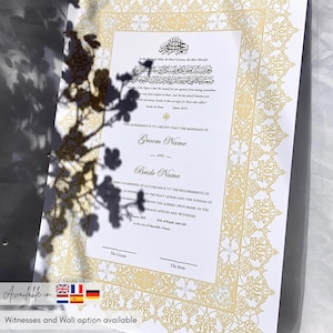 Nikkah Certificate – Editable Marriage Contract, Custom Digital Islamic Nikkah Nama A3 A4