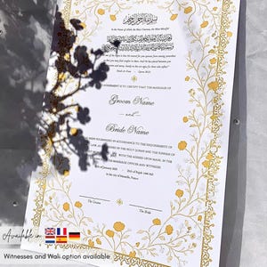 Nikkah Certificate – Editable Marriage Contract, Custom Digital Islamic Nikkah Nama A3 A4